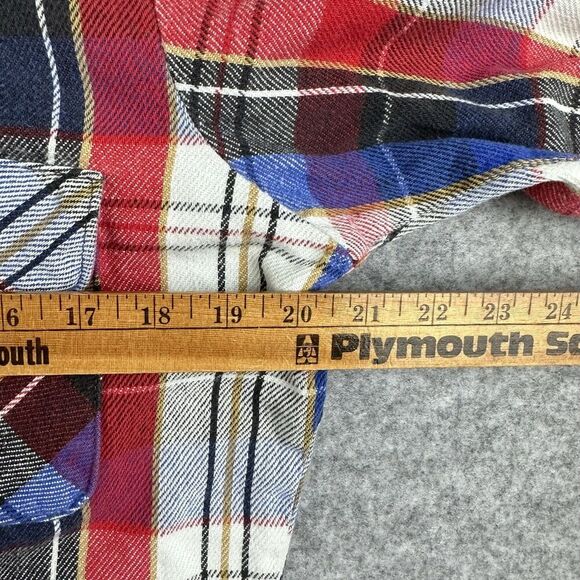 Vintage Five Brother Shirt Mens Medium Red Blue Plaid Flannel Union Made USA 90s - Picture 8 of 12